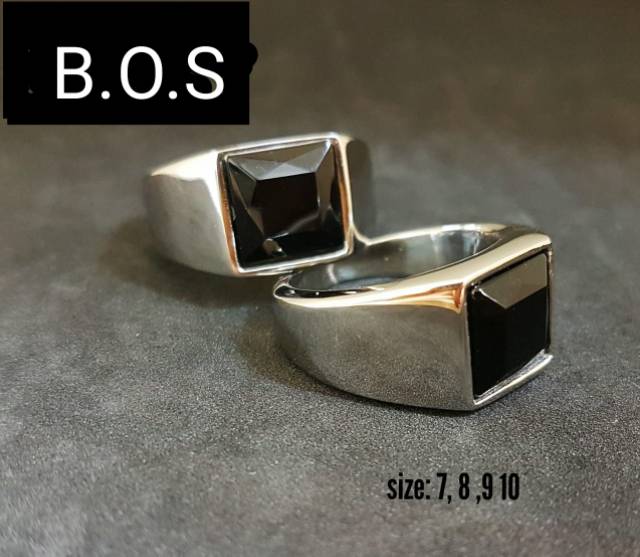 COD!! Cincin Import Black Onyx Minimalis Elegan