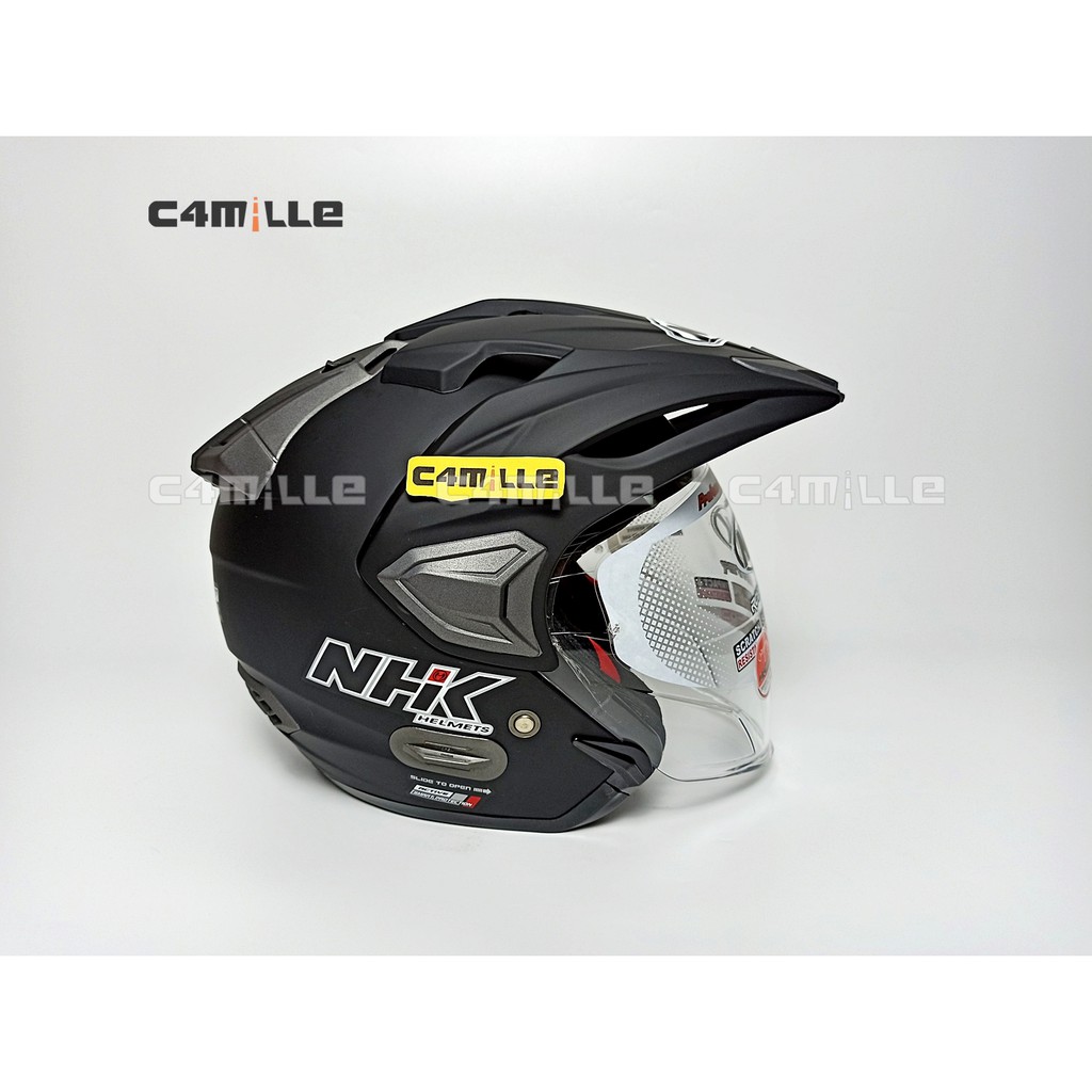 Helm Nhk Predator Crypton Black Dop Dof Double Visor Half Face Shopee Indonesia