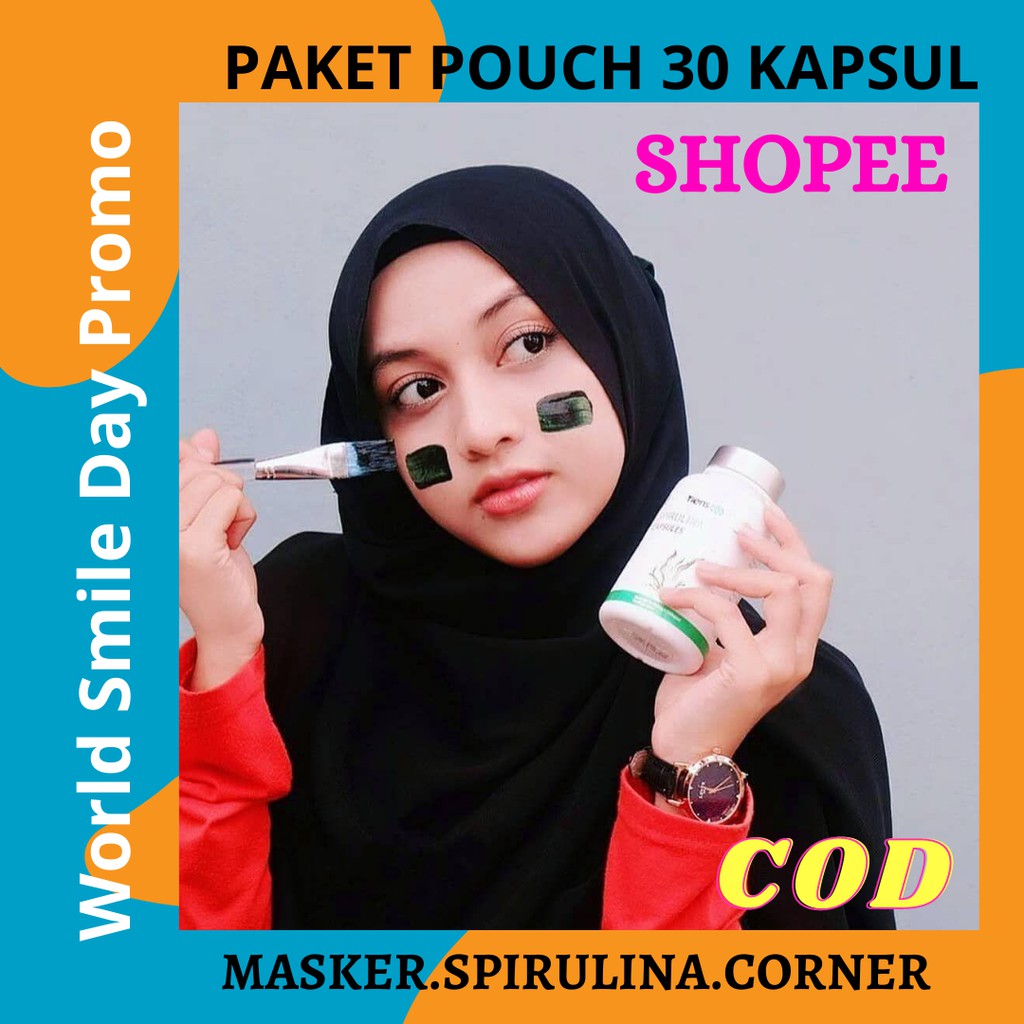 Masker Spirulina Original Tiens 30 Kapsul - Free Kuas