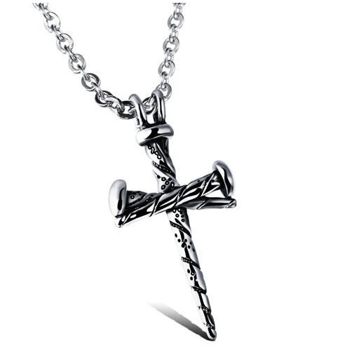 2021 Retro Titanium Steel Casting Men's Pendant Nail Necklace Cross Holiday Gift