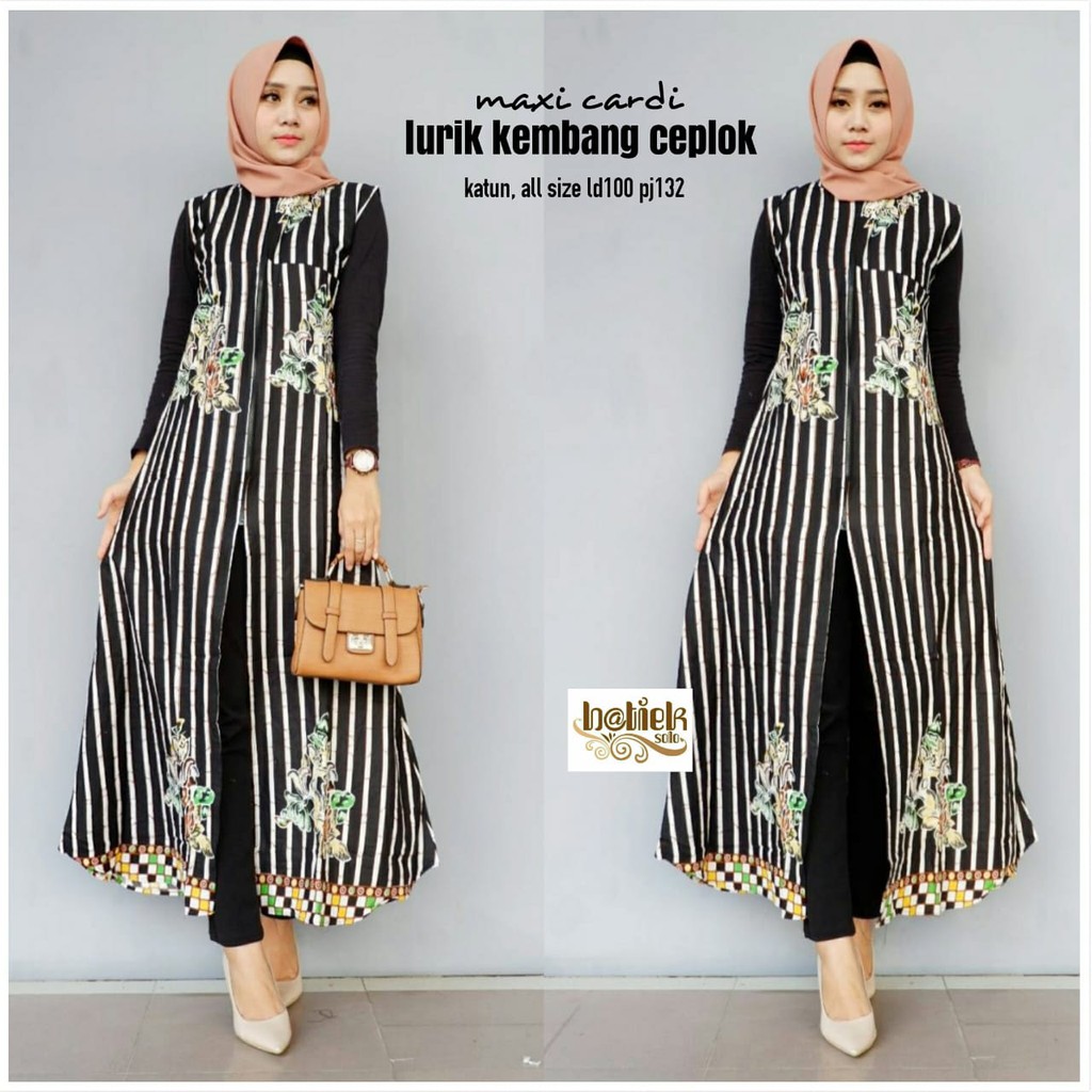 MAXI LONG CARDIGAN LURIK PARANG CEPLOK  OUTER MUSLIM BATIK FASHION KEKINIAN BATIEK