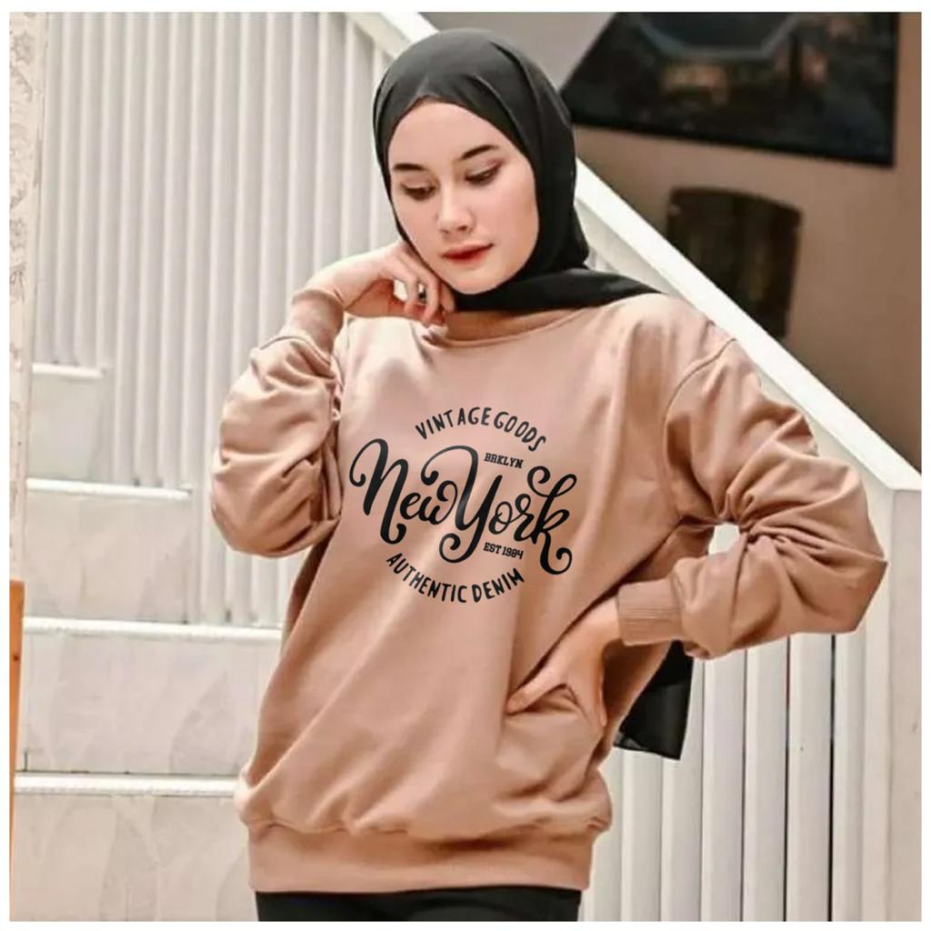 Kaos Lengan Panjang NEW YORK BULET / Kaos Sweatshirt / Atasan Wanita / Atasan Wanita Lengan Panjang