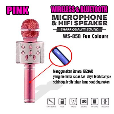 MIC WSTER WS 858 Wireless Bluetooth Karaoke Plus Speaker Micrphone Portable