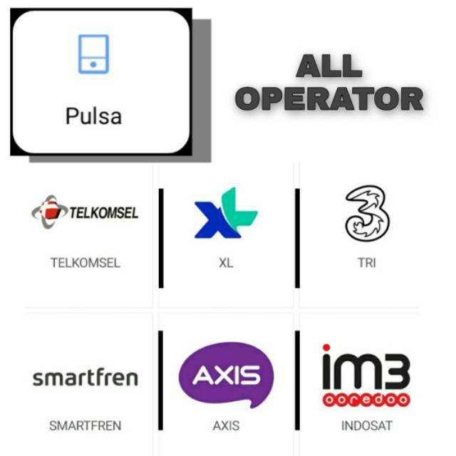 Pulsa All Operator Indosat Telkomsel Three Axis XL Smartfren 5K 10k 15K 20K