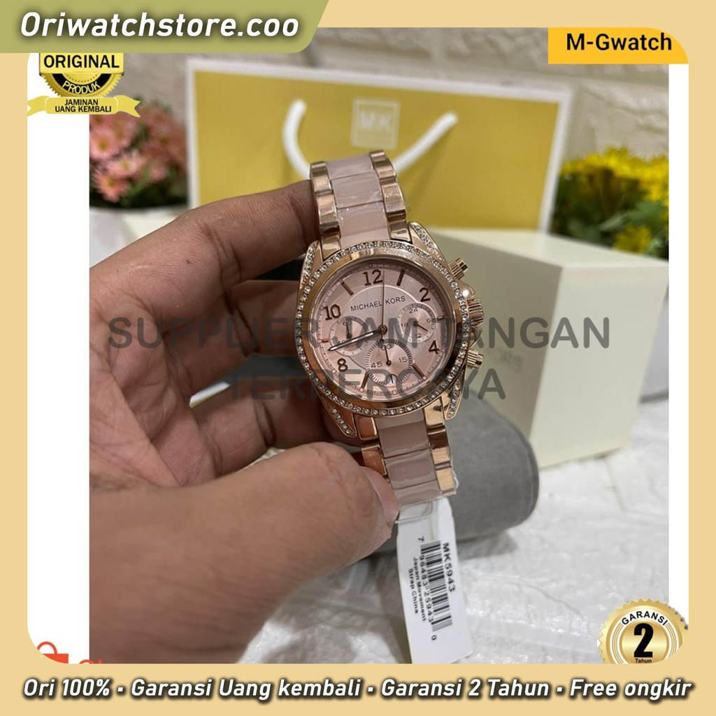 TERLARIS MK 5943 3402 JAM TANGAN WANITA SIZE 39 MM ROSE GOLD BLACK STAINLESS STEEL MG STORE