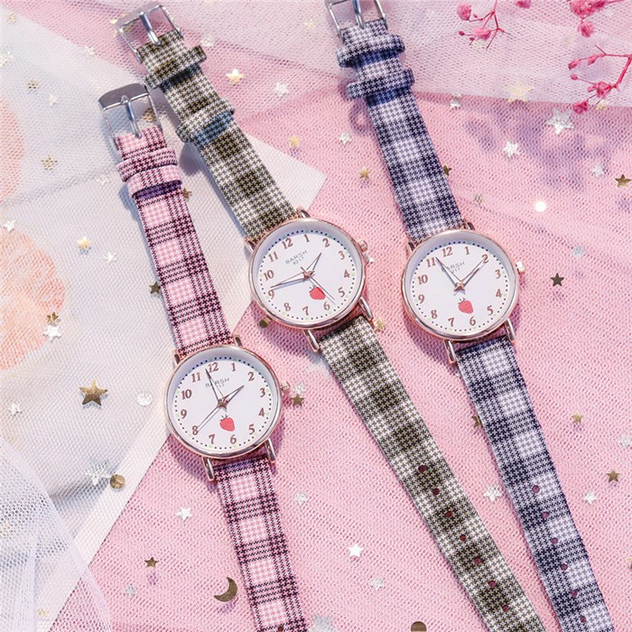 ✅Grosir Jam Senen - Jam Tangan Wanita Quartz Analog Motif Strawberry Tali Kotak Lucu Korean Fashion Import