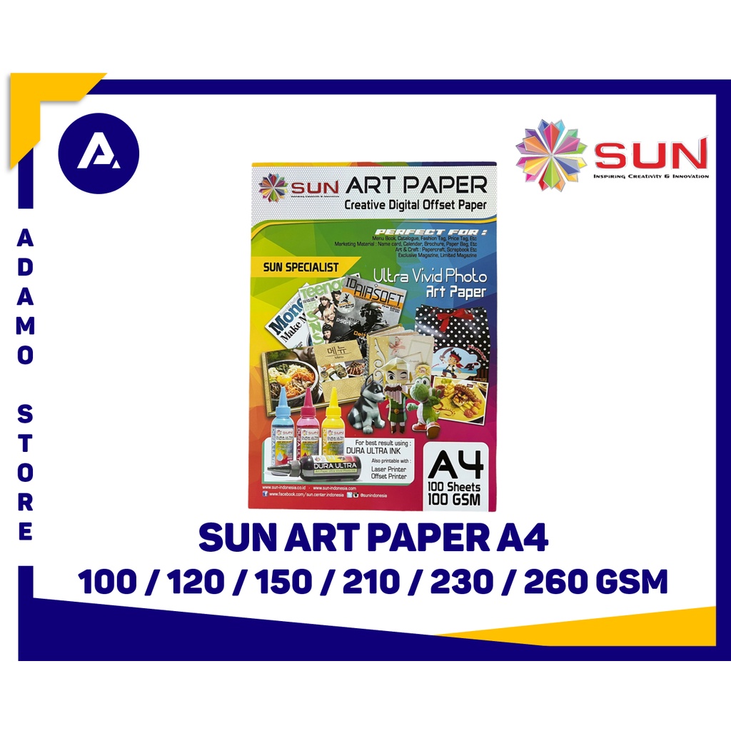 Jual Kertas Art A4 Paper Sun Art Paper A4 (100 120 150 210 230 260 gsm