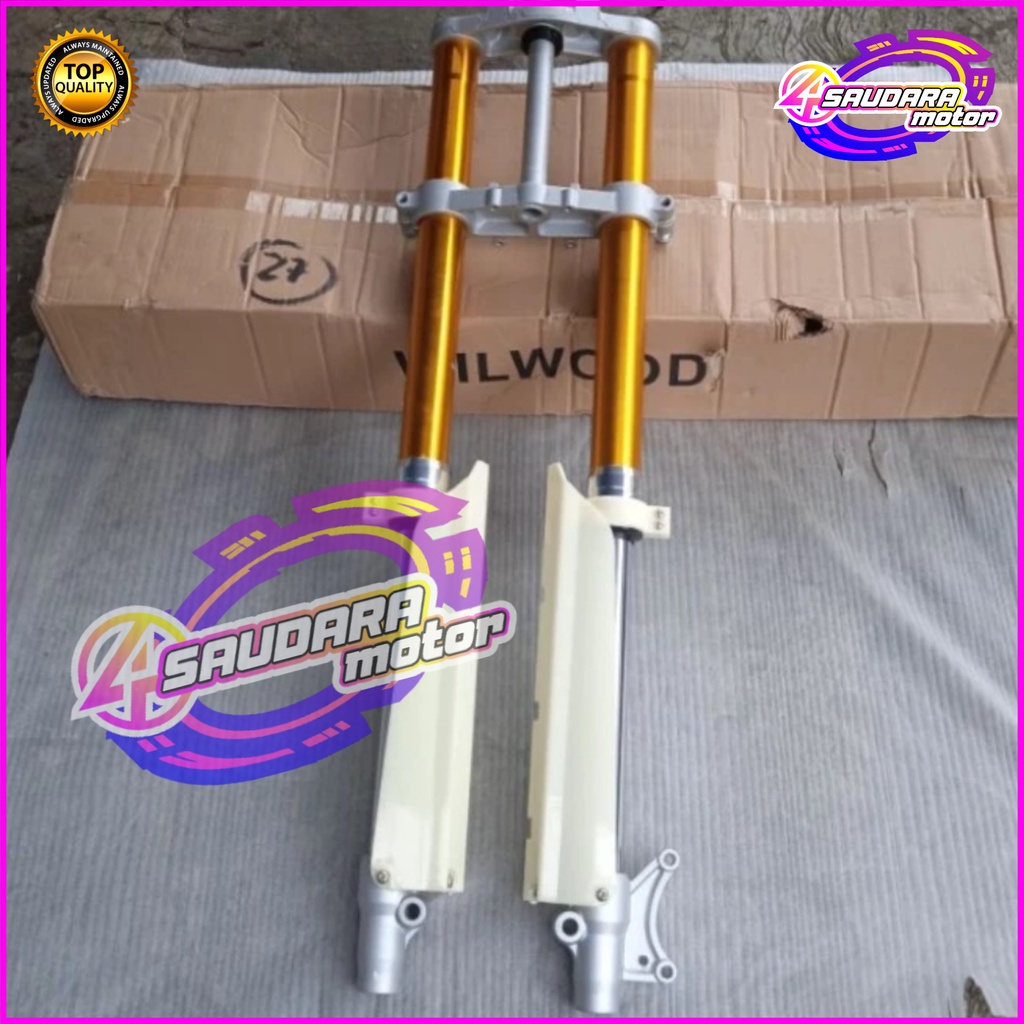 SKOK KLX SHOCK DEPAN KLX USD UP SIDE DOWN RIDE IT WILWOOD CNC GOLD