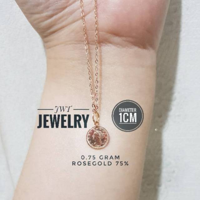 LIONTIN EMAS ROSEGOLS FASHION MODEL KOIN ELIZABETH SIZE S (TIDAK TERMASUK KALUNG)