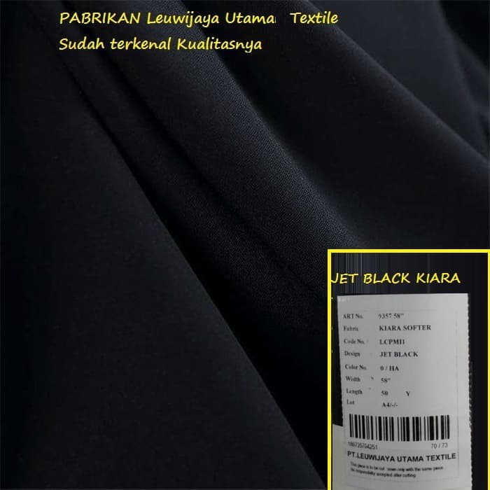 Kain Jetblack Kiara Leuwijaya Meteran Super Jetblack Hitam Pekat