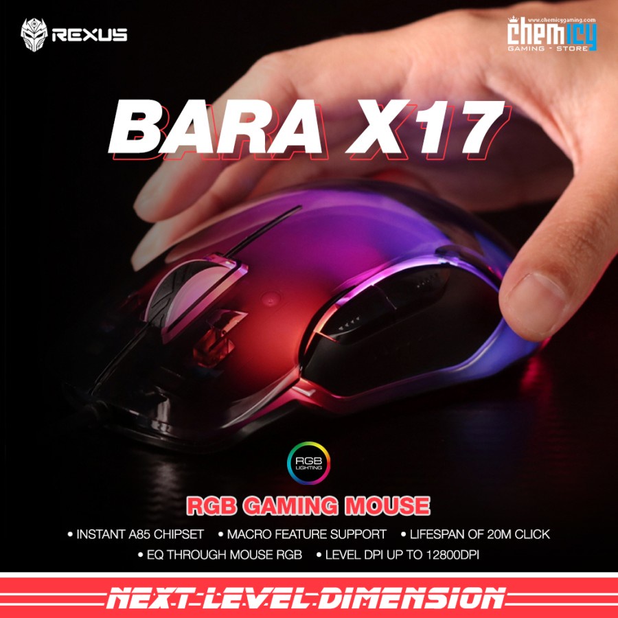 Rexus Bara X17 Crystal RGB Gaming Mouse