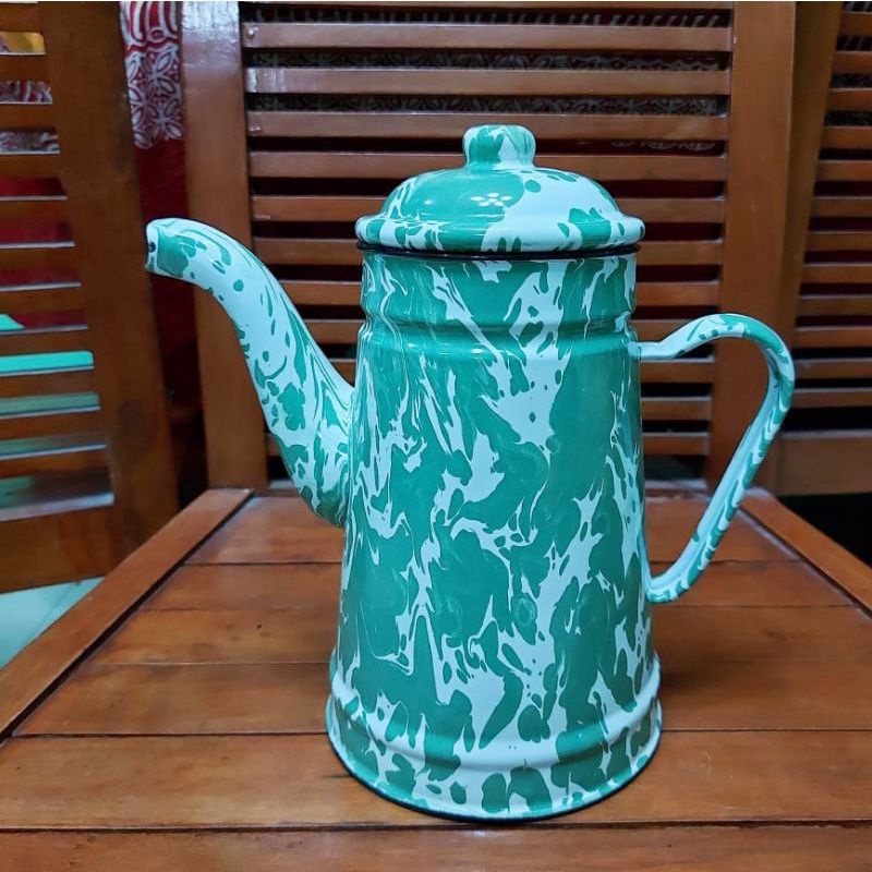 Teko jadul Cantik Blirik Lurik Hijau kapasitas - + 2 liter