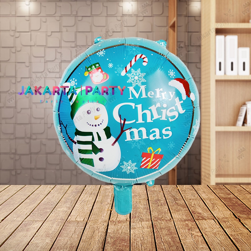 Balon Bulat Natal #2 / Balon Foil Bulat / Balon Foil Xmas / Balon Xmas