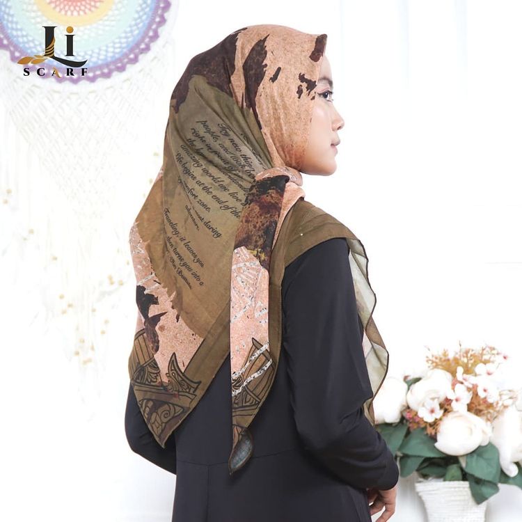 Jilbab Premium Li Scarf World Map Scarf - Sunkist