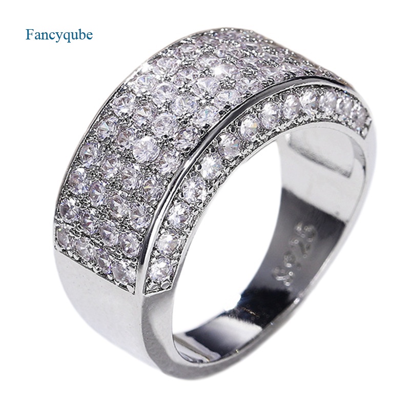 Fancyqube Cincin Kristal Cubic Zirconia Untuk Wanita