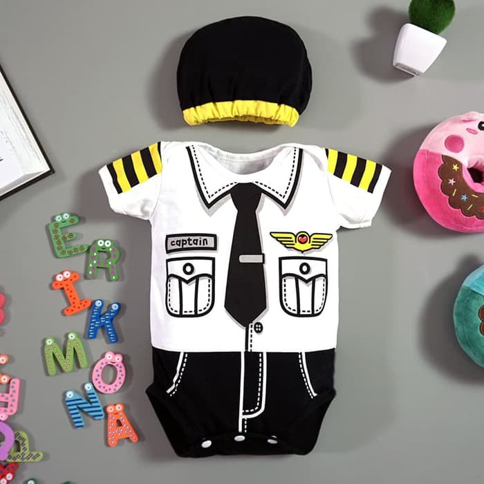 Baju Bayi Laki Laki Jumper Bayi Lucu Profesi Pilot Captain