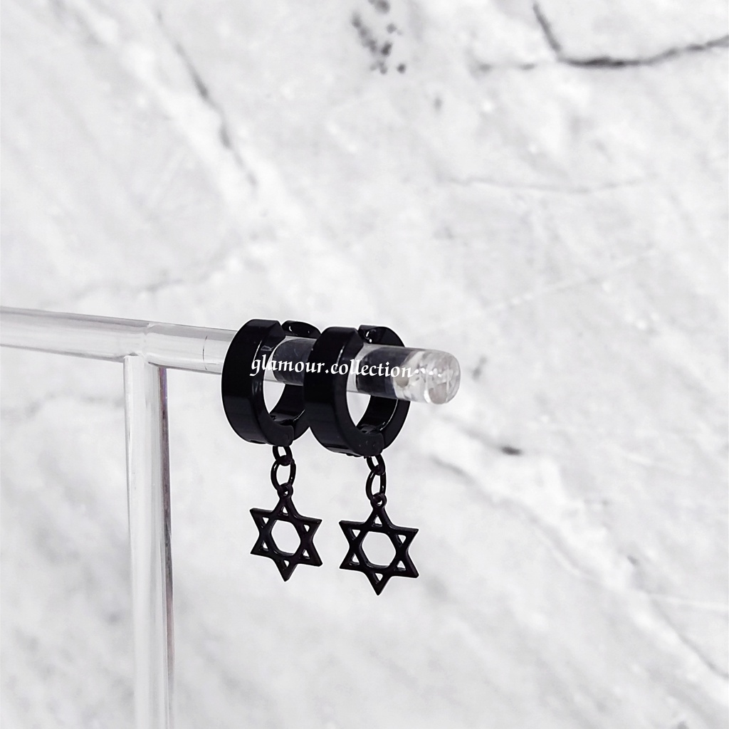 [COD] Anting Jepit Telinga Lapis Stainless Model Hexagram -Tanpa Lubang Tindik