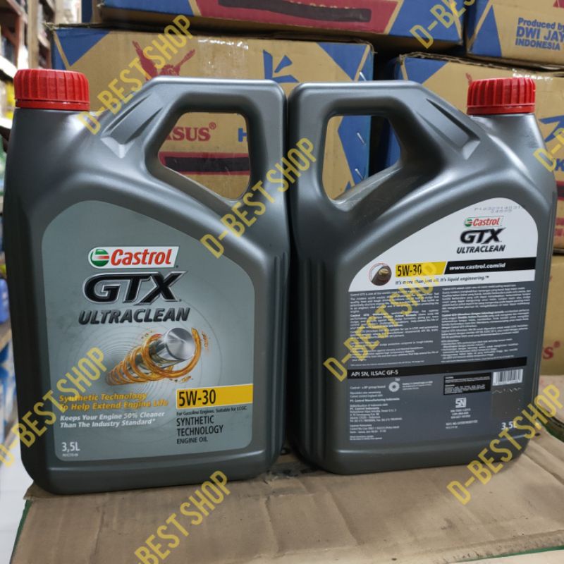 Oli mesin LCGC CASTROL GTX ultraclean / ULTRA CLEAN 5W/30 - 3,5 liter I shell eco I eco green