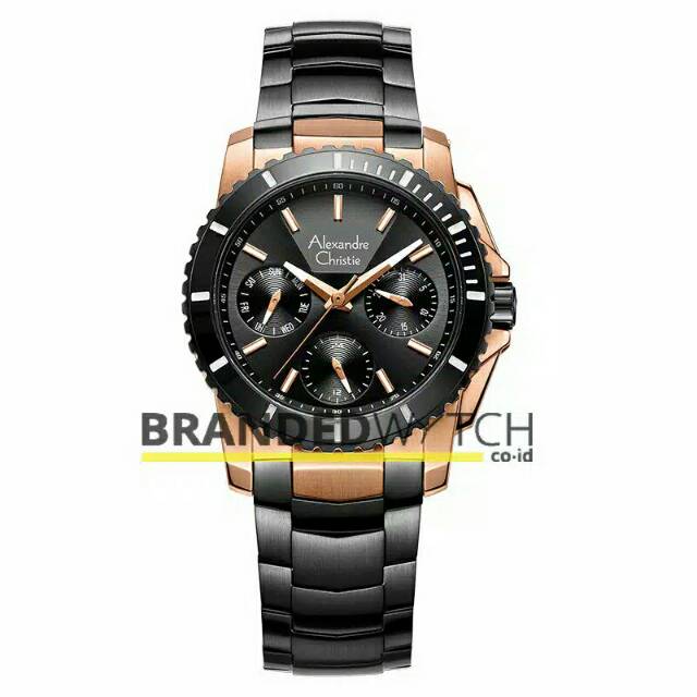 Jam Tangan Alexandre Christie Wanita 6455 BF Black Rosegold / Alexandre Christie 6455 / Jam AC 6455