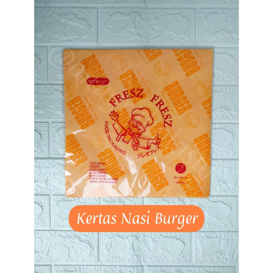 Kertas nasi / kertas bungkus motif burger