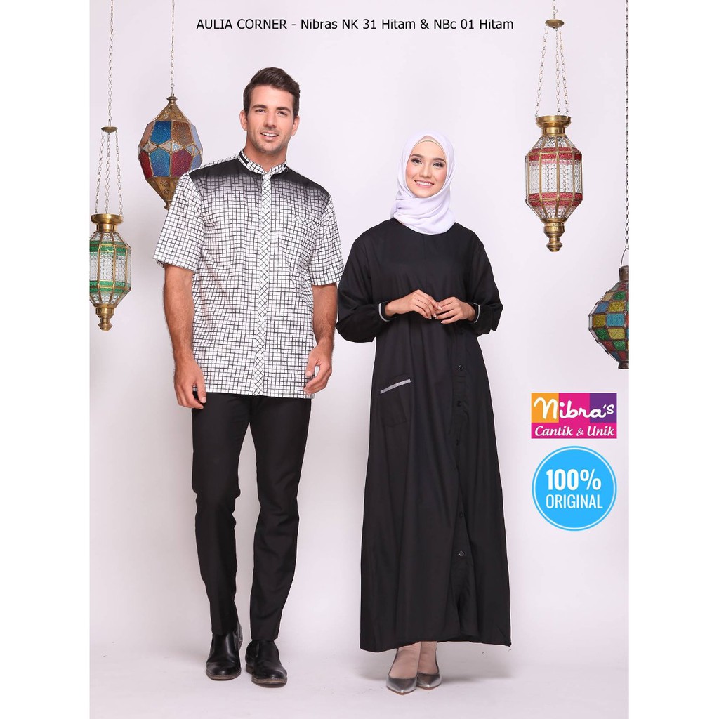 Baju Muslim Couple Muslim Terbaru Nibras Nk 31 Hitam & Nbc 01 Hitam ORIGINAL Gamis Syari Cantik 3