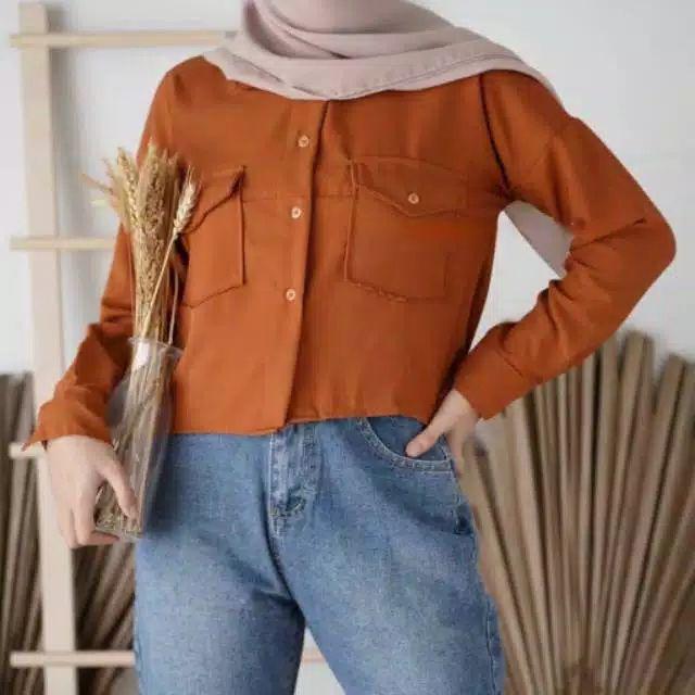 KEMEJA WANITA POCKET HYENA-Mustard