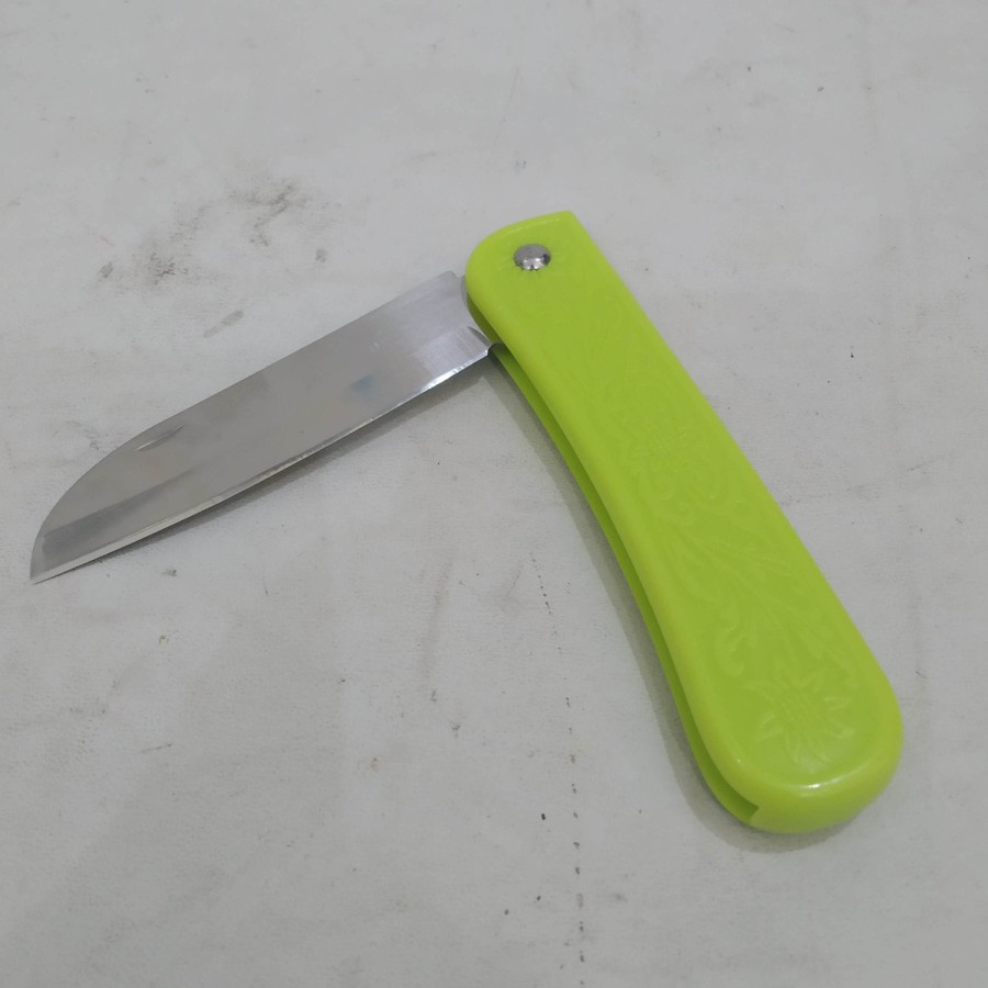 Pisau Lipat Kecil Mini Folding Knife Stainless Gagang Plastik Kecil