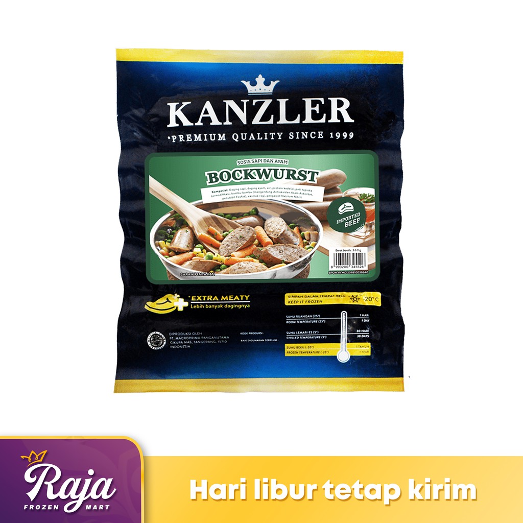 

Kanzler Bockwurst Isi 5 360gr / Sosis / Frozen Food / Kentang Beku / Makanan Beku