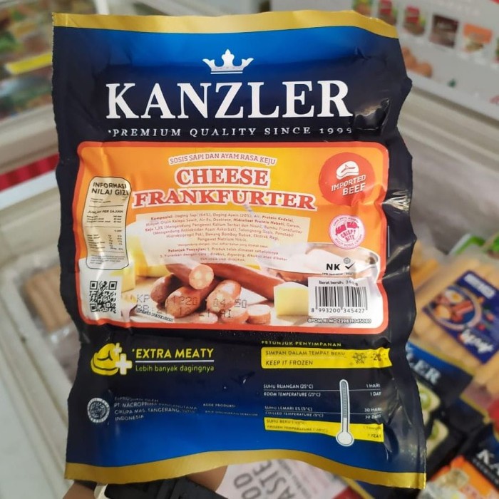 

Kanzler Cheese Frankfurter Sosis Sapi Ayam Rasa Keju 360g isi 5