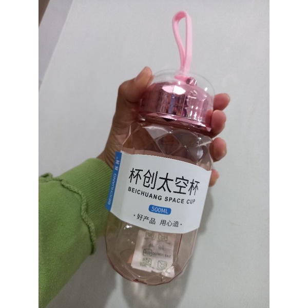 New Botol Minum kekinian 500ml Botol Unik Efek Kristal Tumbler Terbaru 500ml Botol Unik Space Cup