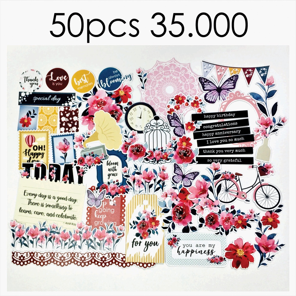 

BAHAN SCRAPBOOK - Die Cut | Hiasan | Gambar Potongan tema Wedding Anniversary, Ultah, Thank You