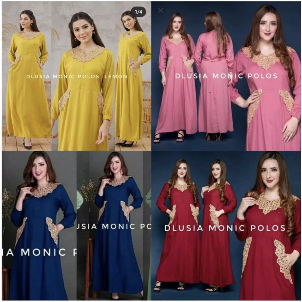 DASTER ARAB MODEL GAMIS DLUSIA MONIC POLOS TERBARU