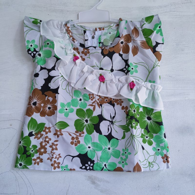 Blouse anak 1 2 tahun atasan baby lucu motif bunga lucu unik rempel ruffle viral by Fatonah Shop ( blouse Flow baby )