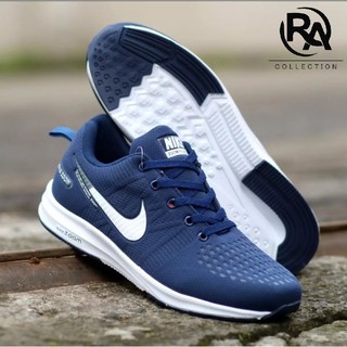 Sepatu Lari Pria Murah Sneakers Cowok Joging Running Gowes Kasual Nike_ Zoom V2 Biru Navy COD ¦ Rafka Aulia Collection
