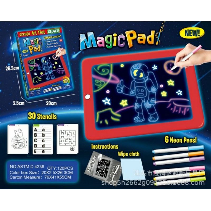 Magic Pad Magic Drawing Buku Gambar Anak 3D Dengan Lampu LED