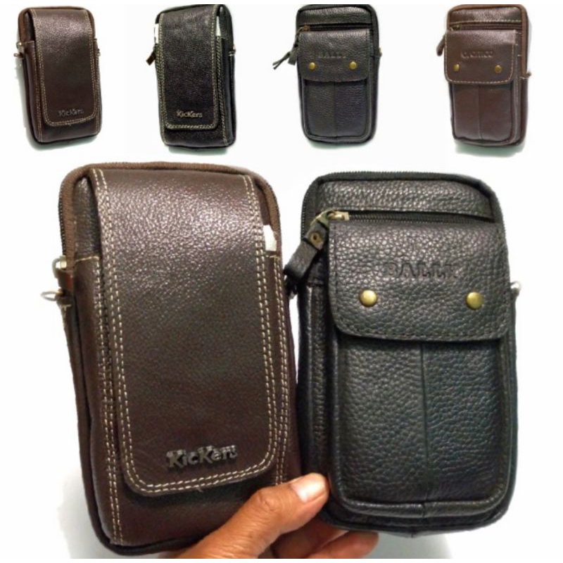 sarung hp kulit sapi asli double plus selempang dompet hp kulit