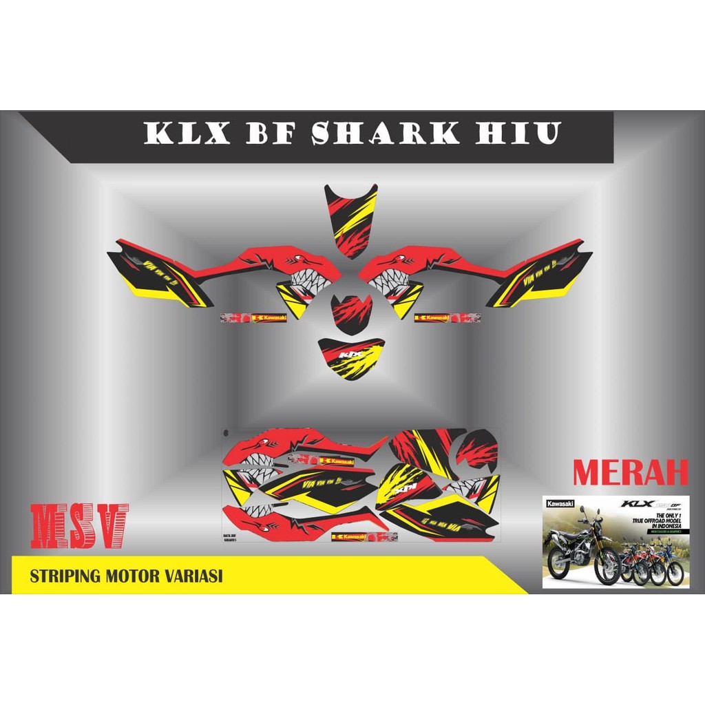decal striping stiker motor klx lama shark hiu