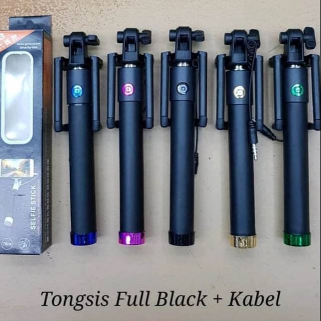 Tongsis Black / tomsis tombol kabel monopod selfie