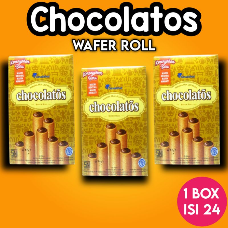 

Chocolatos Wafer Stick Coklat 8,5 gr - 1 box isi 24pcs