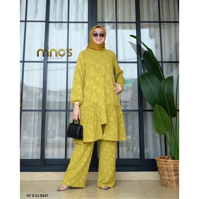 stelan tunik wanita terbaru lagi bun dari ninos