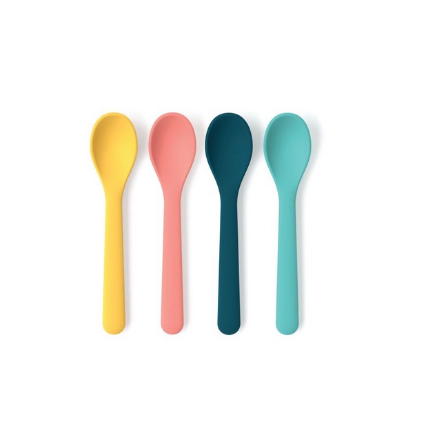 EKOBO Bamboo  Kids Spoon Set of 4 - Sendok Spoon Set Isi 4 Alat Makan Anak Kids Sendok Warna Warni