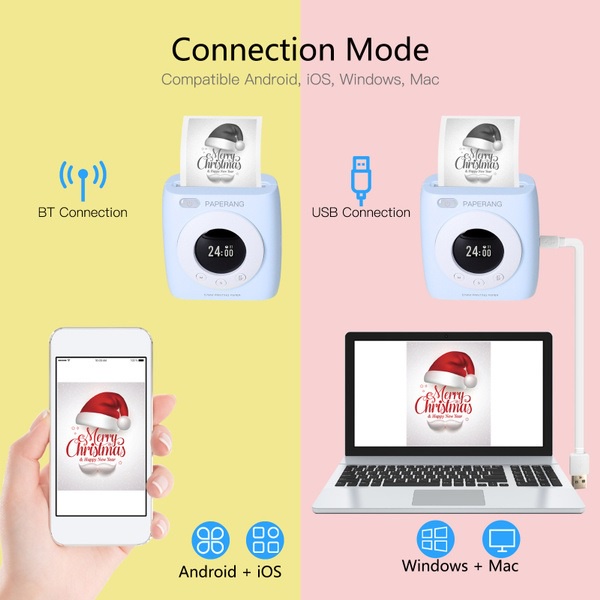 PAPERANG P2S - Mini Wireless Pocket Thermal Photo Printer 300DPI