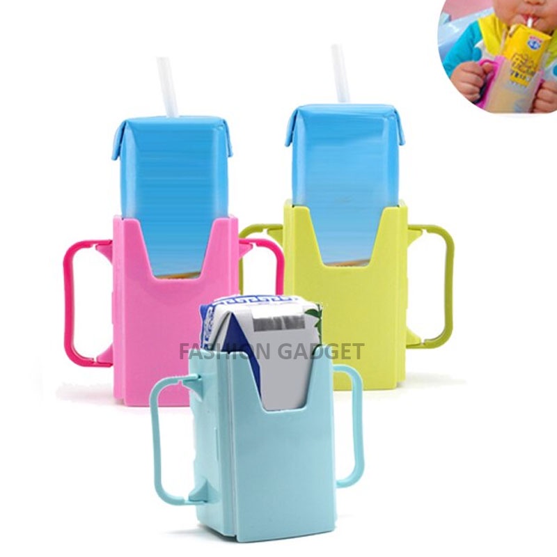 Milk Box Holder Tempat Minum Susu Kotak Uht Plastik Tempat Jus Kotak Susu UHT Tempat Susu Kotak Milk Holder Kotak Susu Milk Juice Holder Tempat Pegangan Susu Kotak Wadah Gelas Minuman Kotak  Warna Acak