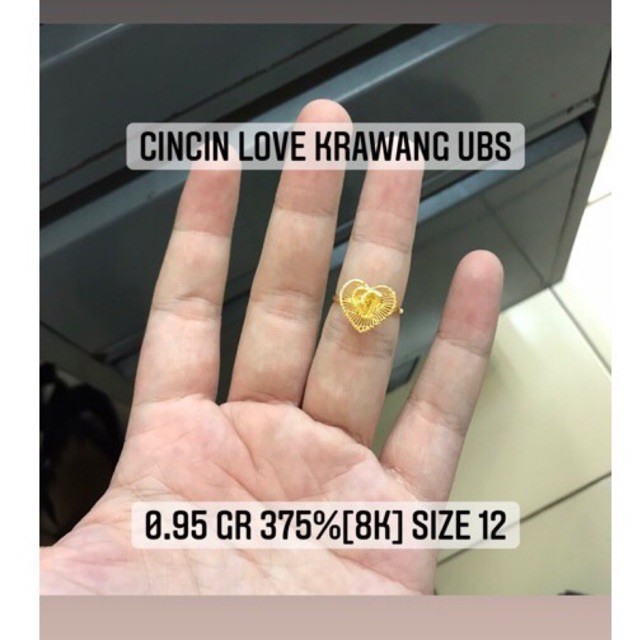Cincin love krawang kadar 375 emas asli