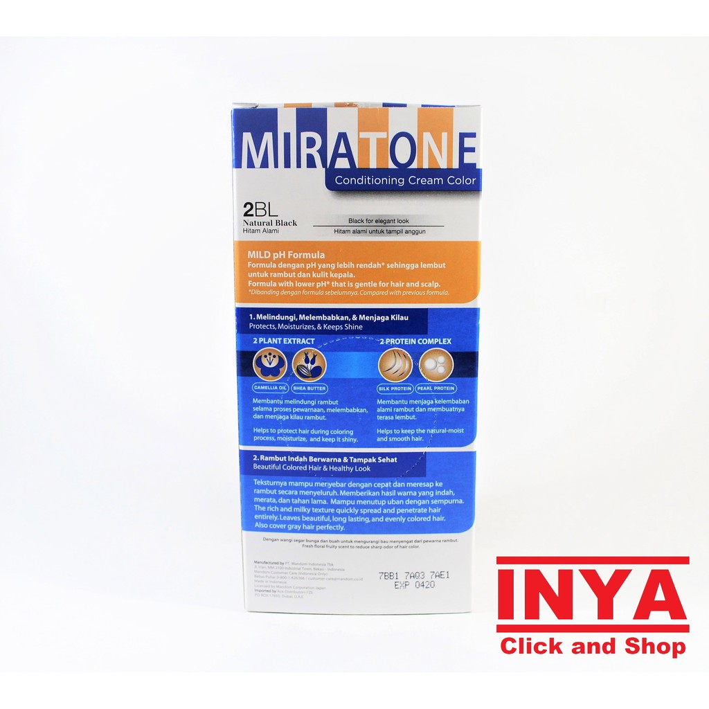Pewarna Rambut MIRATONE CONDITIONING CREAM COLOR 2BL NATURAL BLACK - Semir Rambut HITAM ALAMI