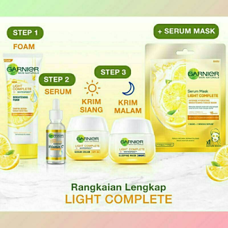 PAKET LENGKAP GARNIER LIGHT COMPLETE (ISI 5pc)