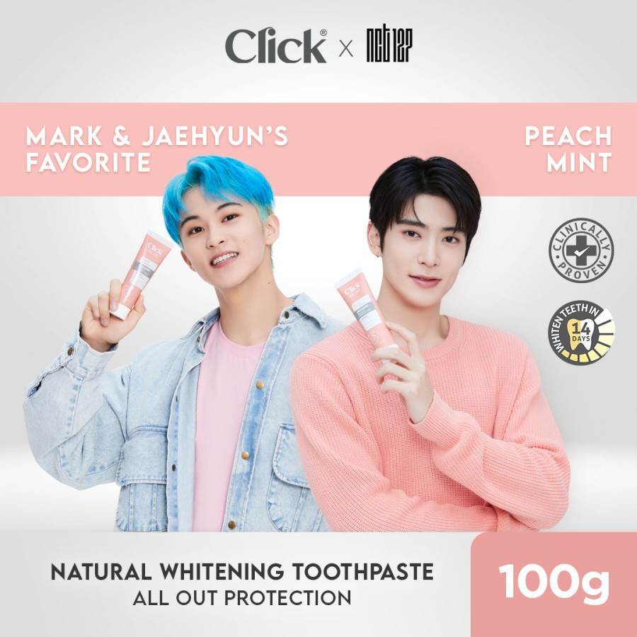 Click Natural Toothpaste Whitening  NCT 127 100gr + All Out Protection  Cavity Protection Strong Ena