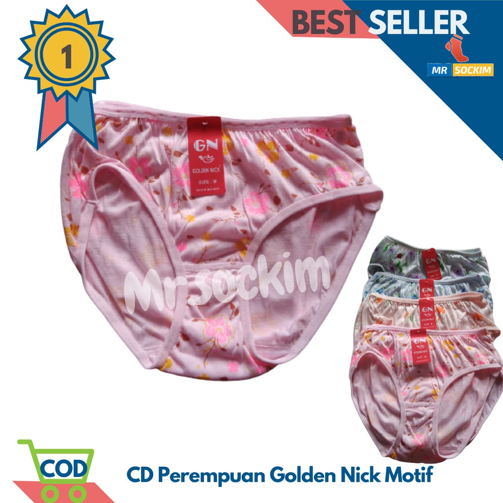 Golden Nick - 3 Pcs Celana Dalam Wanita Katun Motif dan Aneka Warna [Multicolour]