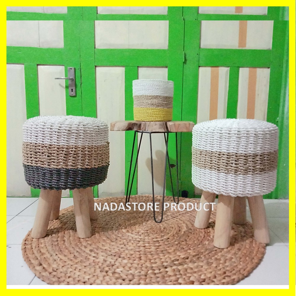 Stool, caffe, resto, teras, kursi jamur , stool anyaman , stool seagrass free ongkir .pulau Jawa