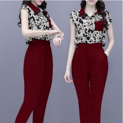 One Set Lilo Set Pakaian Wanita Remaja Dewasa Model Korea Trend 2022 Kekinian Setcel Harian Casual M